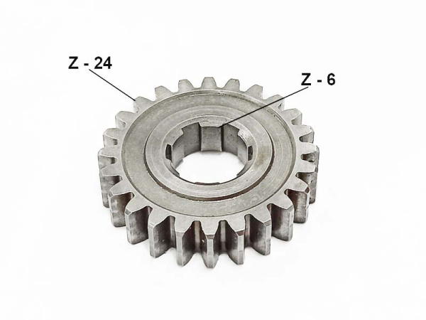 Шестерня главная вторичного вала КПП мотоблока 6-8лс (Z-24, 46мм,пос. шлиц 18мм)